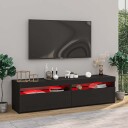 vidaXL TV-benker 2 stk med LED-lys svart 75x35x40 cm