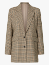 Selected Femme Rita Long Sleeve Relaxed Blazer Check Brun 42