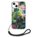 Guess Mobildeksel til iPhone 14 6,1" Blå Hardcase med Blomsterrem