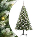  Kunstig leddet juletre med flocket snø Grønn og hvit 150 cm