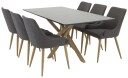 Venture Design Piazza & Plaza spisegruppe Svart/grå 6 st stoler & bord 180 x 90 cm