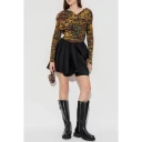 Ganni Top In Printed Jersey   Gold   38