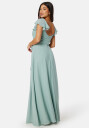 Bubbleroom Occasion Butterfly Sleeve Draped Chiffon Gown Dusty green 36