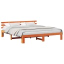  Furu Seng Ramme Vokset Brun Massivt Tre 200 x 200 cm