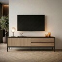 Velar TV benk 180x55x40 cm   naturlig eik tre Svart