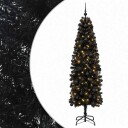 vidaXL Kunstig smalt juletre med julekuler 210 cm 300 LED-lys Varmhvit
