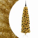 vidaXL Kunstig slank juletre med kuler 180 cm 300 LED-lys Varmhvit