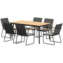 Sittegruppe 7 delt spisegruppe i metall for 6 personer Spisebord med bord 6 stoler Spisestuegruppe Kjøkkenbordsett med metallram