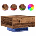  Kaffebord med LED lys i gammelt tre 55x55x31 cm