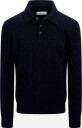 Gran Sasso Tennis collar cable knit sweater wool cashmere 56 blå herre