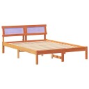  sengestel med hodegavl & LED vokset brun 120x190 cm massiv furu