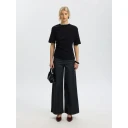 Selected Femme Slwoline Light Twist T-skjorte i svart med normal passform, størrelse S