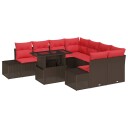 vidaXL Hagesofa Set 9 stk. 8-Antall seter Brun og rød polyrotting