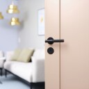 Habo Paris Innendørs Dørhåndtak i Svart Rustfritt Stål med Rillet Design