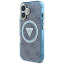 Guess MagSafe Deksel til iPhone 16 med Metallglitter - Blå