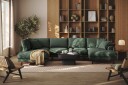 Copenhagen Premium 5 personers Venstrevendt U formet Dyb Sofa med Divan og Chaiselong i Stoff   Grön