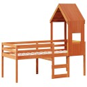  Høyseng med tak voksbrun 75x190 cm heltre furu 8721102669194