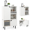 Bokhylle stablebar bokhylle med 2 dører og 5 rom som kan separeres med justerbar hylle 60 x 30 x 96,5 cm hvit