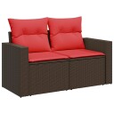 vidaXL Hagesofa med puter 2 seters brun polyrotting