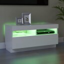 vidaXL TV-benk med LED-lys hvit 80x35x40 cm