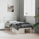 vidaXL Sengeramme i metall med hodegavl hvit 90x200 cm 8721012303041