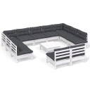 vidaXL Hagesofagruppe med puter 12 deler heltre furu
