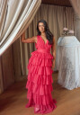Bubbleroom Tulle Frill Gown Pink 40