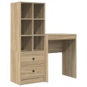  Skrivebord med lagring 2 pcs Sonoma eik 45,5 x 34 x 127 cm