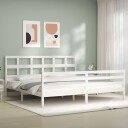  Sengeramme med hodegavl hvit 200x200 cm heltre 3194852