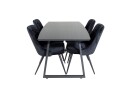 Venture Home Inca Spisegruppe Forlengningsbar 160 cm Rektangulær med 4 Velvet Stoler Sort