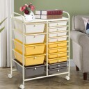 Mobil oppbevaringsvogn med 15 stablebare skuffer – fargerik 62,5 x 37 x 87 cm