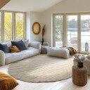 Rundt teppe   Sivia Natural Cotton Shaggy beige Størrelse: Ø 200 cm