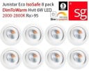 SG Junistar Eco IsoSafe 8 pack Hvit 6W LED DimToWarm