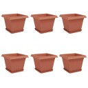 vidaXL Plantepotter 6 pcs Klinker Rød 28,5 x 28,5 x 22 cm Plast