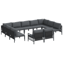  Hagesofa Set 11 pcs Antrasitt Stål