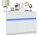  TV-benk med LED hvit 91x34x61 cm konstruert tre