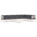  Hagesofagruppe med puter 8 deler hvit heltre furu 3096702
