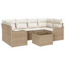 7 stk Hage Sofa Sett med Puter Beige Poly Rotting