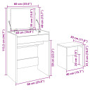  Sminkebord med krakk hvit 60x40x113,5 cm
