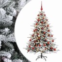 vidaXL Kunstig juletre med julekuler 150 cm 150 LED-lys Varmhvit