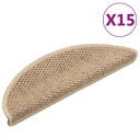 vidaXL Selvklebende trappematter sisal-utseende 15 stk 56x20 cm sand