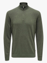 Only & Sons Loui Reg Mel Half Zip Knit Grå S