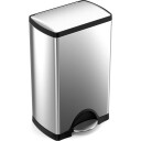 Rektangulær pedalbøtte 38 l enkeltbeholder børstet stål brushed steel 38L