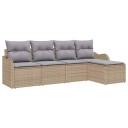 vidaXL Hagesofa Set 5 pcs Beige polyrotting