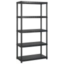 vidaXL Oppbevaringshylle 5 niv?er svart 255x40x185 cm plast