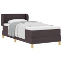  Box Spring Seng med Madrass Mørk Brun 90x200 cm Stoff