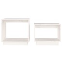 vidaXL Stablebare salongbord 2 stk hvit heltre furu
