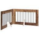 Vidaxl Foldbar Hundegitter Med Stativer 2 Stk. Gammelt Tre 200.5 cm