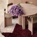Rundt teppe   Begur Natural Cotton Shaggy offwhite/vinrød Størrelse: Ø 160 cm