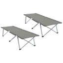 Sammenleggbar camping seng 2 pcs Grå 194 x 62,5 x 42,5 cm